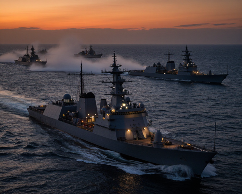 Cinematic view of a naval blockade