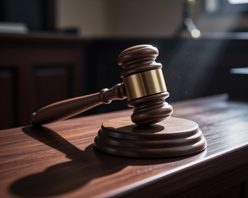 Judicial Gavel in Courtroom
