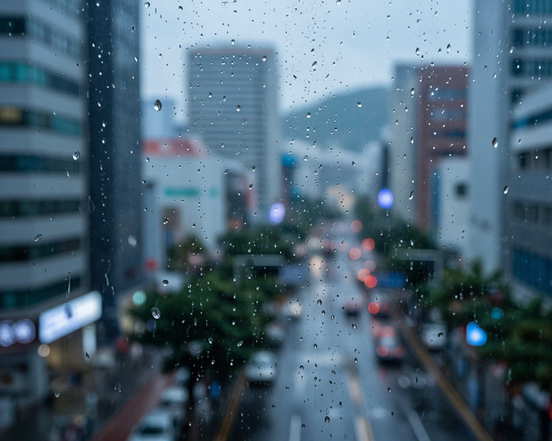 Rainy Urban Morning in Korea