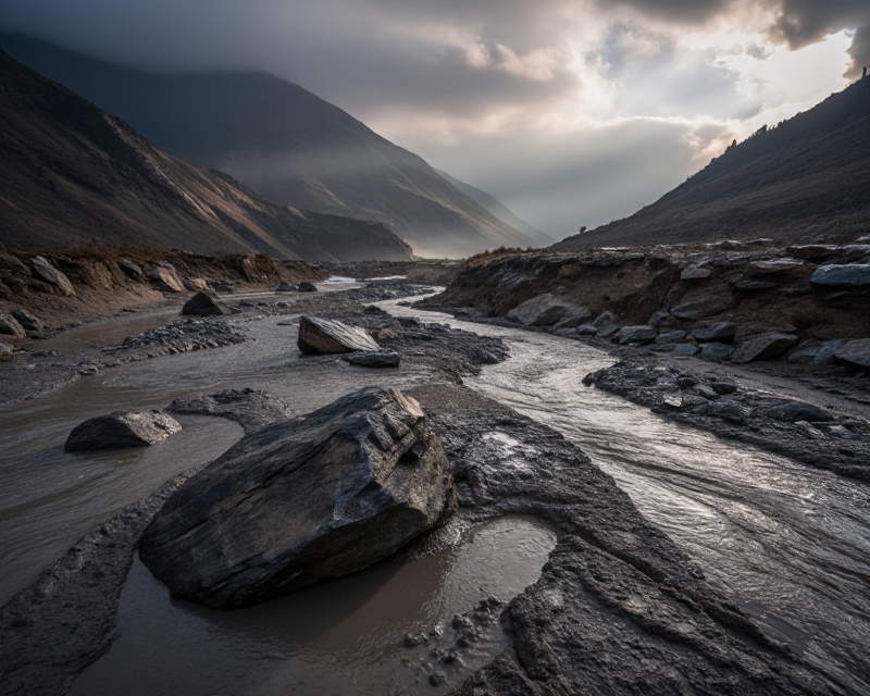 Nepal Flood Aftermath Scene