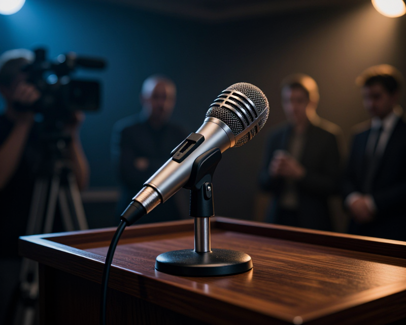Political Press Conference Atmosphere