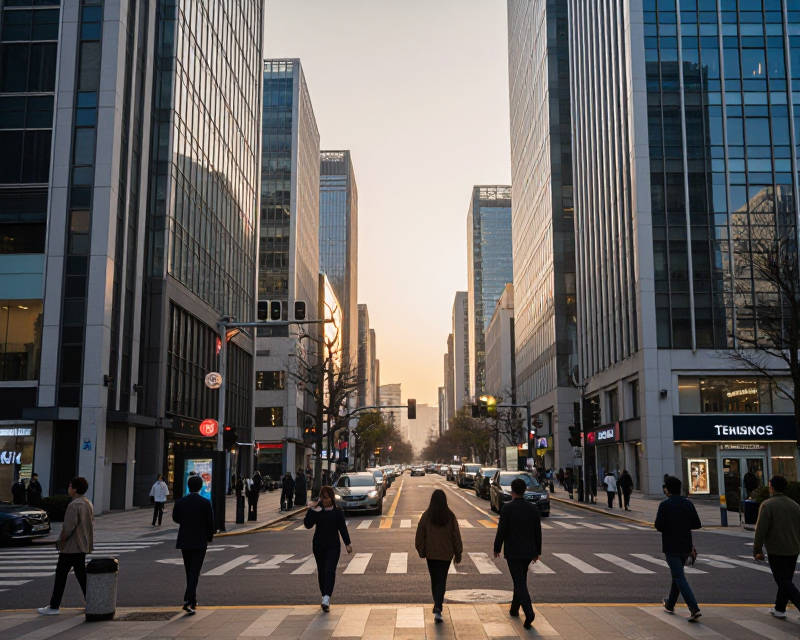 Modern Seoul Business District at Sunrise