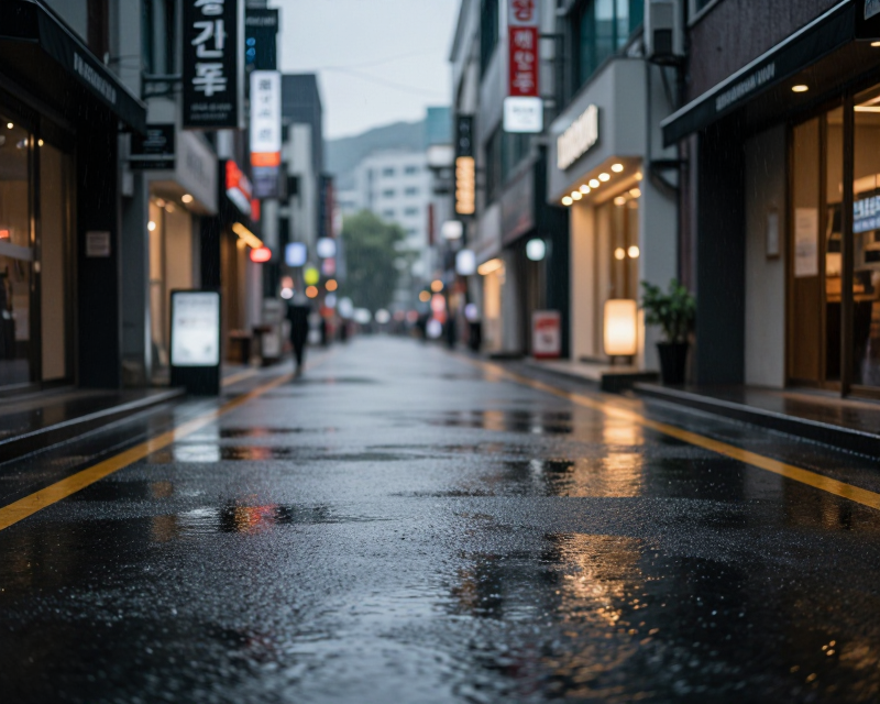 Rainy Seoul Urban Scene