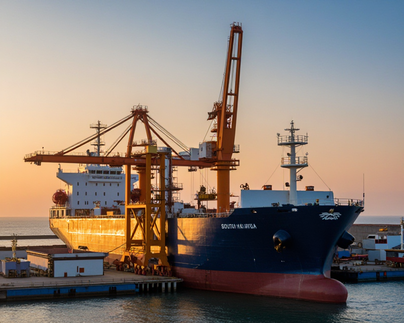 Modern Korean Shipyard Sunrise
